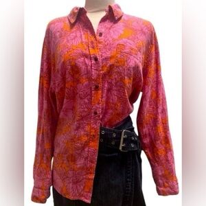 Universal Thread Pink and Orange Floral Button Down Shirt
